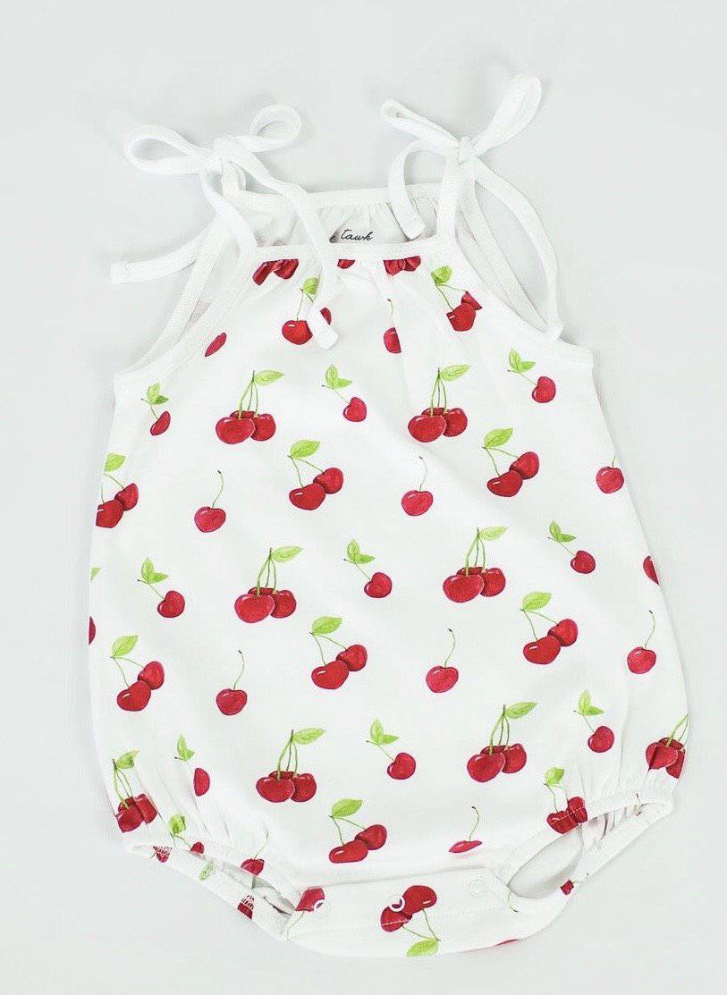 Nola Tawk - Nola Tawk With a Cherry on Top Organic Cotton Shoulder-Tie Onesie - Little Miss Muffin Children & Home