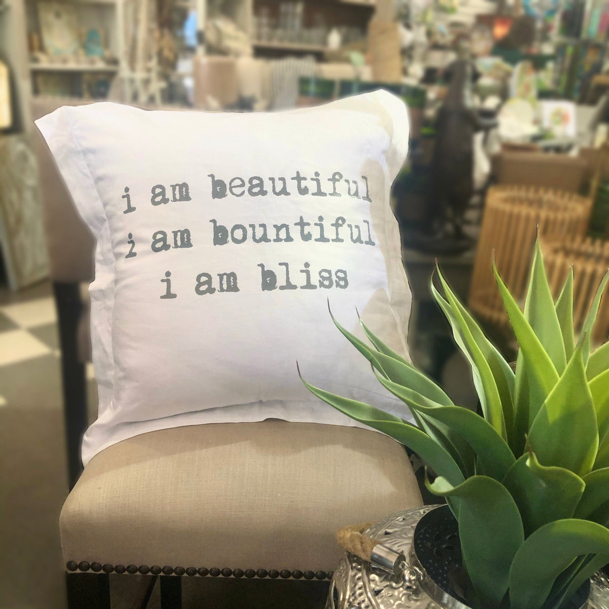 Whereable art i am bliss linen pillow