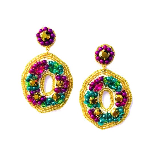 Golden Lily Golden Lily Mardi Gras Rhinestone King Cake Earrings - Little Miss Muffin Children & Home