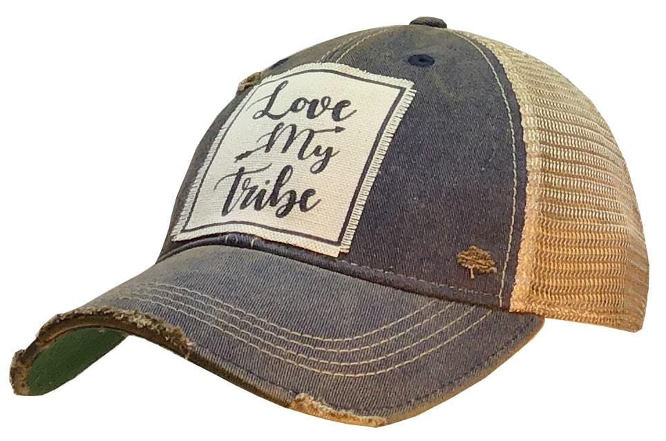 Vintage Life - Vintage Life "Love My Tribe" Distressed Trucker Cap in Navy - Little Miss Muffin Children & Home