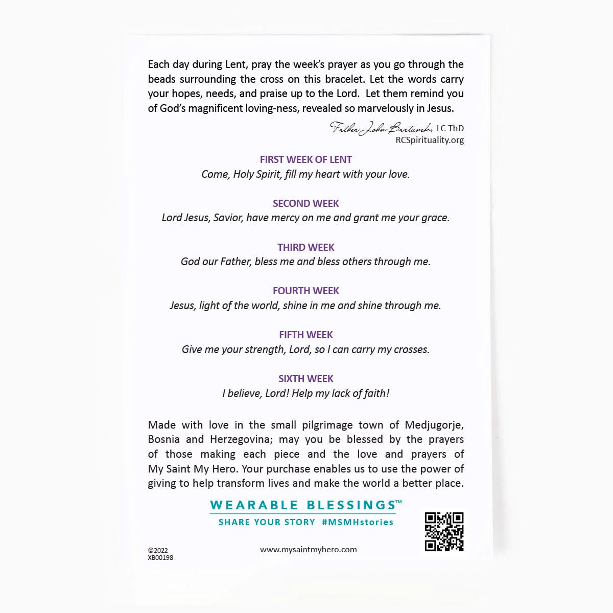 My Saint My Hero My Saint My Hero Living Lent Blessing Bracelet in Gold - Little Miss Muffin Children & Home