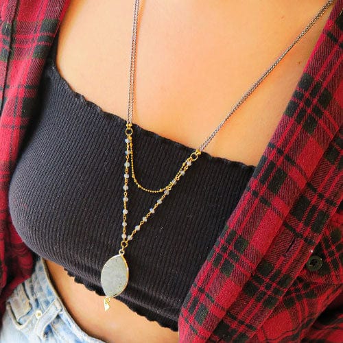 Santore Jewelry Santore Jewelry Long Labradorite Marquise Tassel Necklace - Little Miss Muffin Children & Home