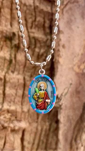 Saints For Sinners Saints For Sinners Saint Lucy Hand Painted Medal - Little Miss Muffin Children & Home