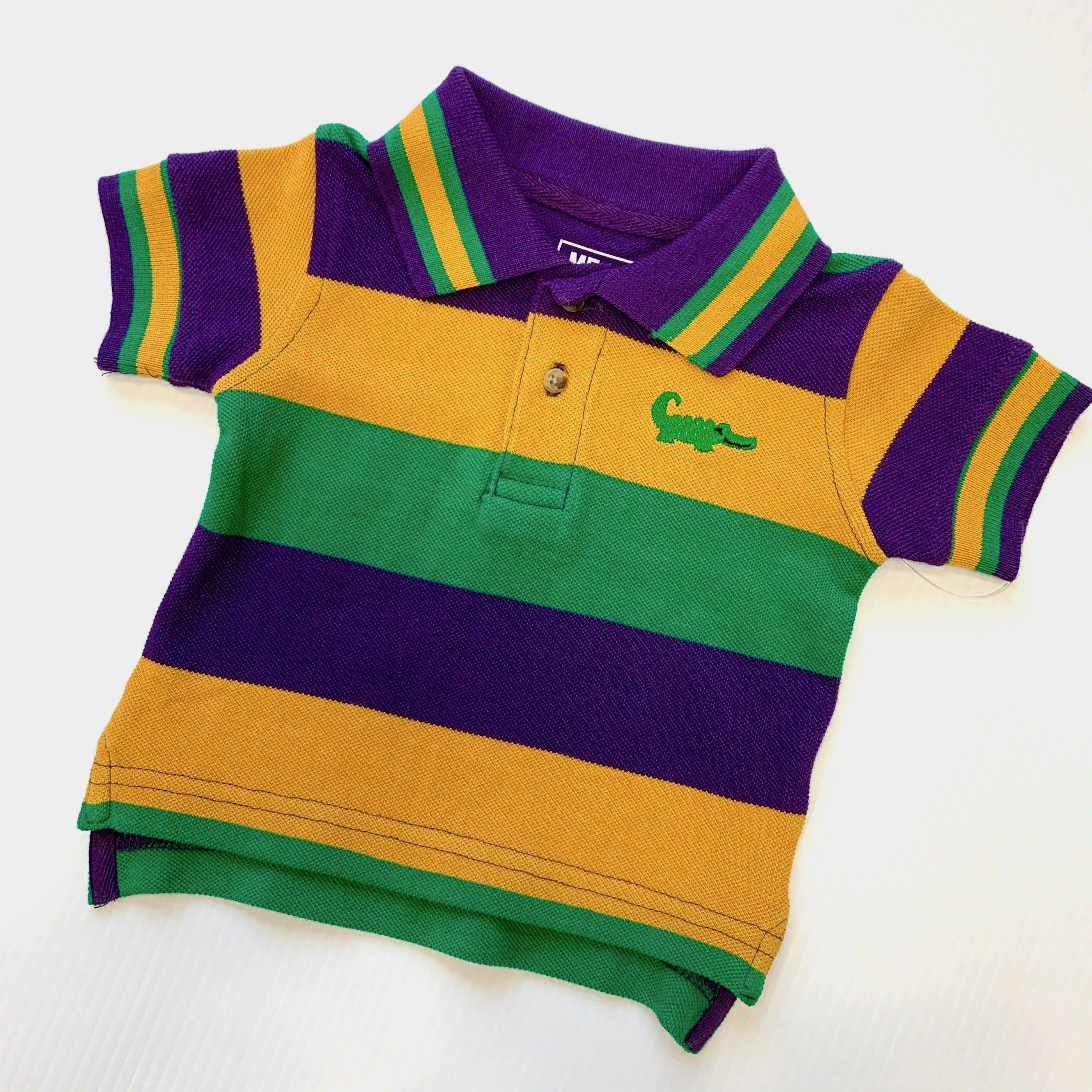 Me Me's Children - Me Me's Short Sleeve Mardi Gras Polo - Little Miss Muffin Children & Home