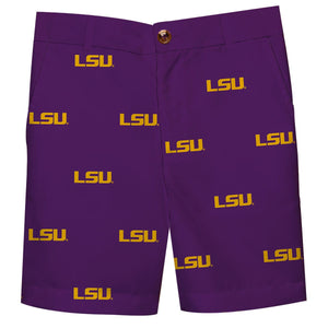 VIVE LA FETE, INC. Vive La Fete LSU Tigers All Over Purple Print Structured Short - Little Miss Muffin Children & Home