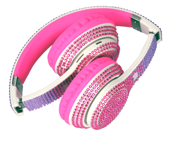 Wireless Express - Wireless Express Bluetooth Stereo BLING Headphones in Pink / Purple - Little Miss Muffin Children & Home