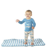 Kickee Pants - Kickee Pants Piece Print Long Sleeve Pajama Set in Burlap Sharks - Little Miss Muffin Children & Home