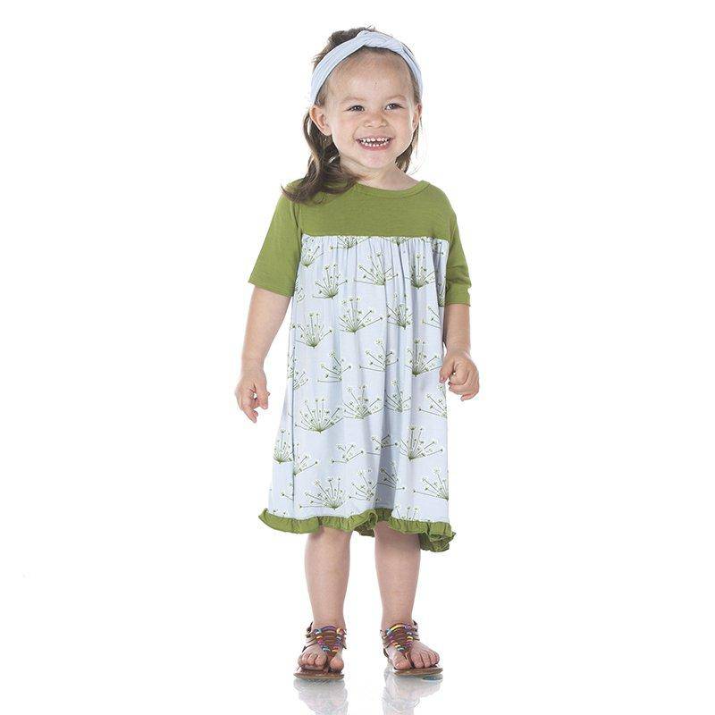 Kickee Pants - Kickee Pants Print Classic Short Sleeve Swing Dress in Dew Dill - Little Miss Muffin Children & Home