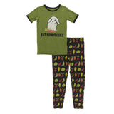 Kickee Pants - Kickee Pants Piece Print Short Sleeve Pajama Set in Zebra Garden Veggies - Little Miss Muffin Children & Home