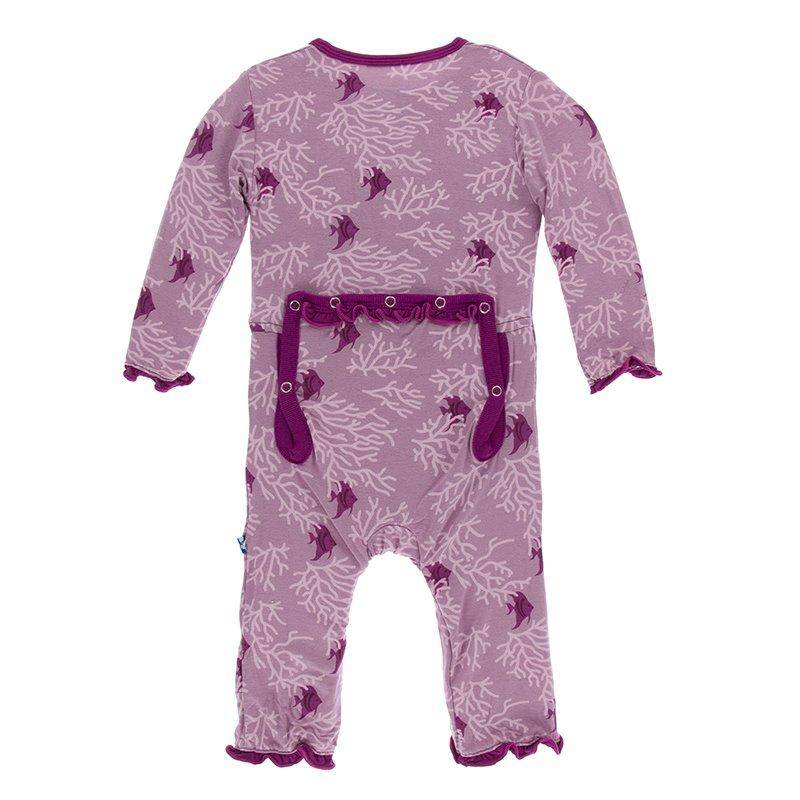 Kickee Pants - Kickee Pants Print Classic Ruffle Coverall in Pegasus Coral Fans - Little Miss Muffin Children & Home