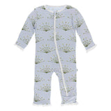 Kickee Pants - Kickee Pants Print Classic Ruffle Coverall with Zipper in Dew Dill - Little Miss Muffin Children & Home