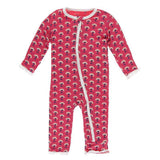Kickee Pants - Kickee Pants Print Classic Ruffle Coverall with Zipper in Red Ginger Mini Trees - Little Miss Muffin Children & Home
