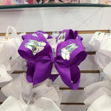 Heidi Davis Heidi Davis Mardi Gras Hand Painted Purple Boots Bow - Little Miss Muffin Children & Home