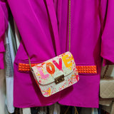 Custom Bag Designs Custom Bag Designs Carolina -White Pink Love Latch Front Crossbody - Little Miss Muffin Children & Home
