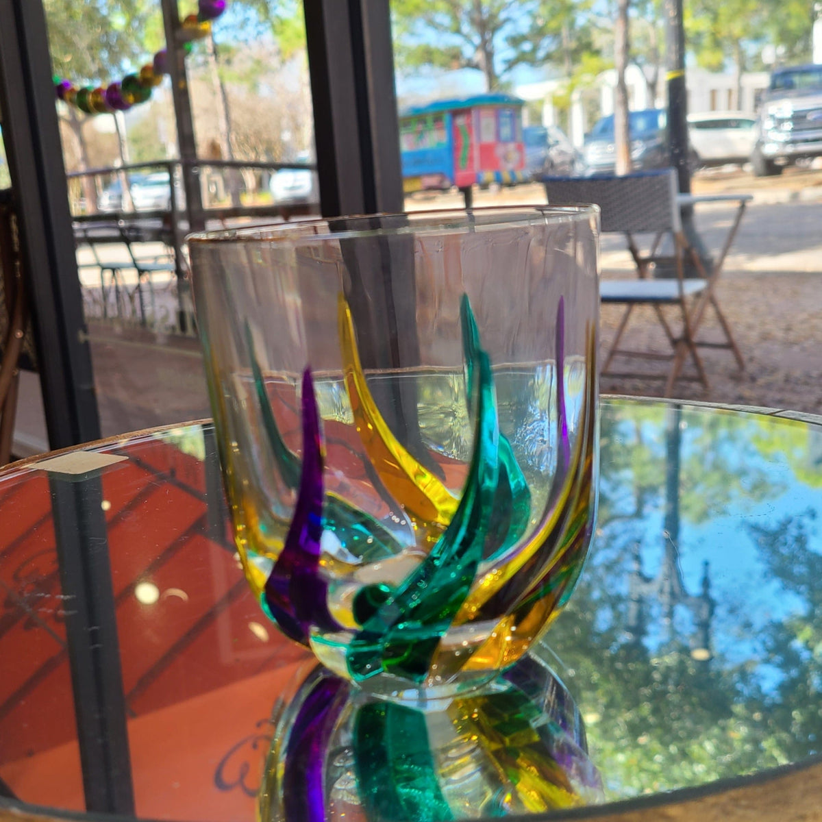 Gage Gage Mardi Gras Trix Stemless Wine DOF Glass - Little Miss Muffin Children & Home