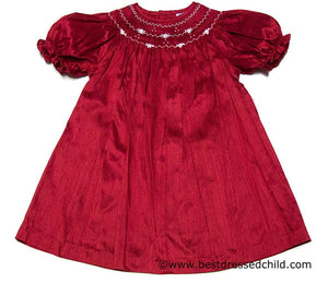 Vive La Fete Vive La Fete Red Silk Smock Bishop Short - Little Miss Muffin Children & Home