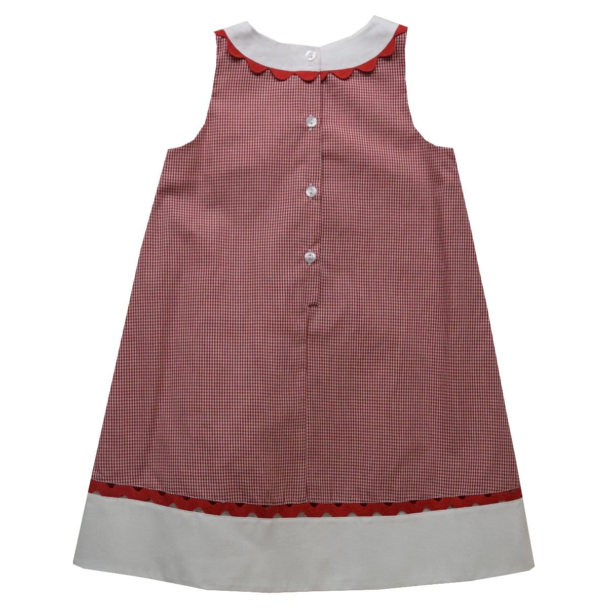 Vive La Fete Vive La Fete Cherries Embroidered Red Mini Check Sleeveless Shift Dress - Little Miss Muffin Children & Home