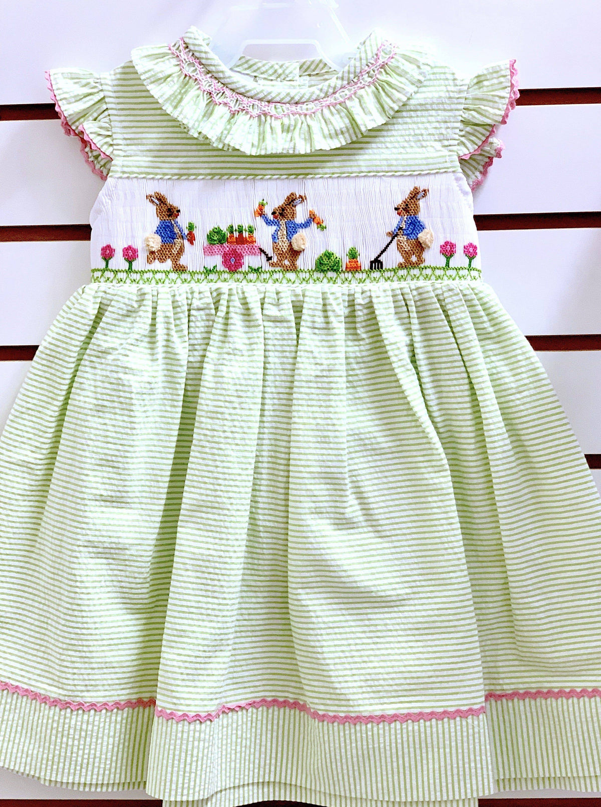 Vive La Fete - Vive La Fete Rabbit Smocked Seersucker Dress - Little Miss Muffin Children & Home