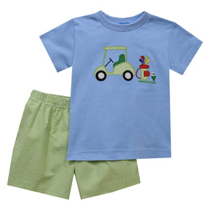 Vive La Fete Vive La Fete Golf Embroidery Check Seersucker Short Set - Little Miss Muffin Children & Home