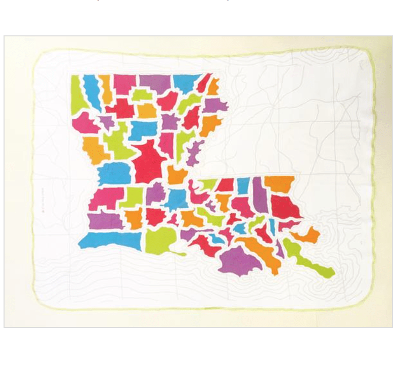 Ellen Macomber - Ellen Macomber Louisiana Parishes Map Organic Blanket - Little Miss Muffin Children & Home