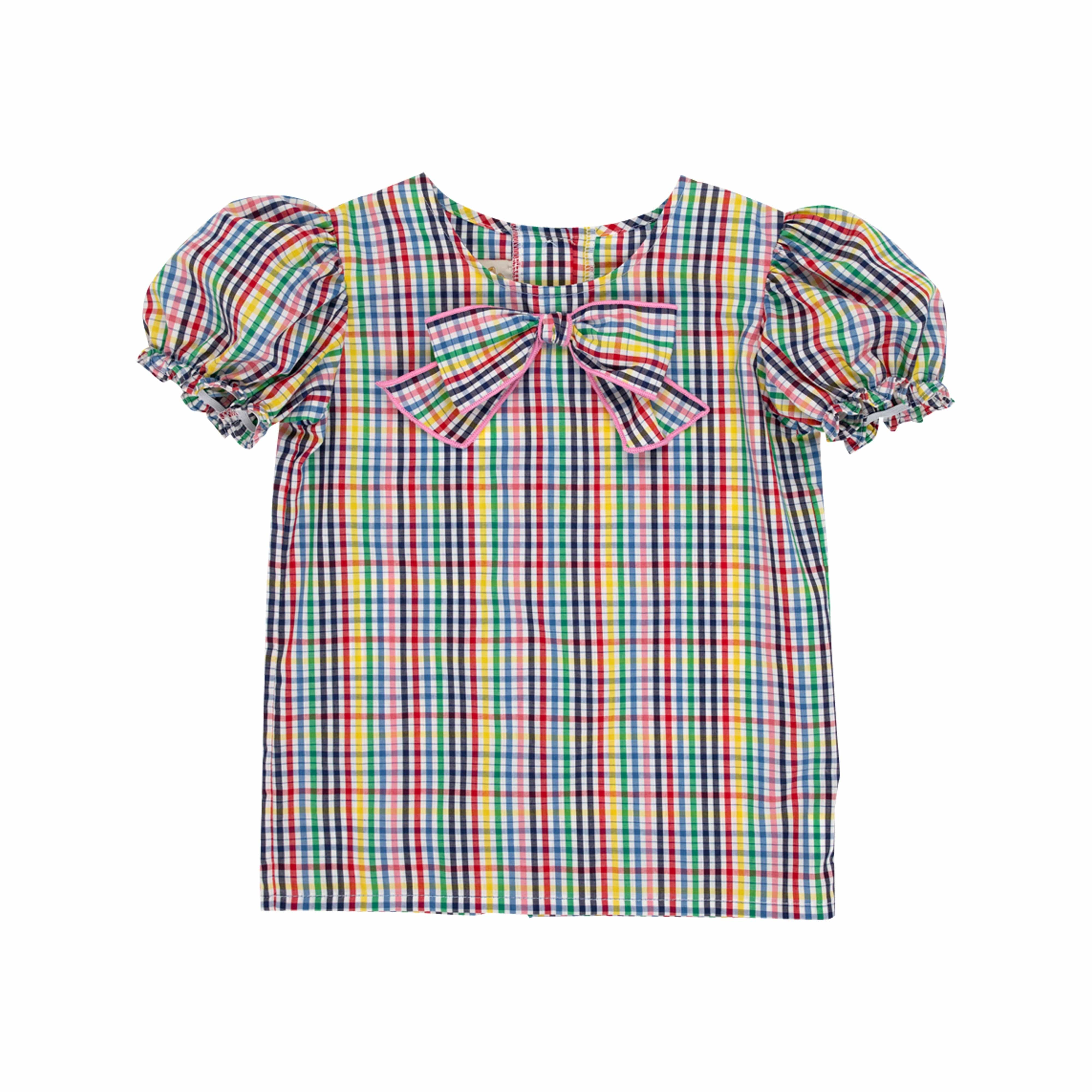 Beaufort Bonnet Company Beaufort Bonnet Company Short Sleeve Beatrice Bow Blouse - Little Miss Muffin Children & Home