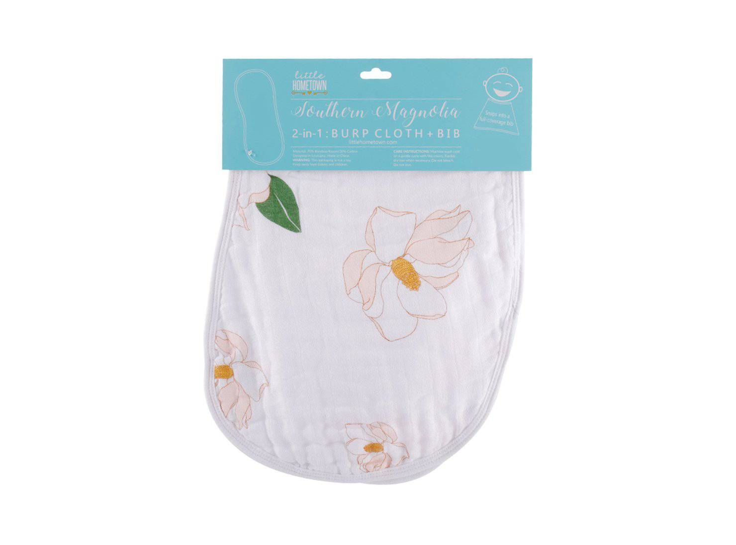 Little Hometown - Little Hometown Southern Magnolia 2-in-1 Burp Cloth and Bib - Little Miss Muffin Children & Home