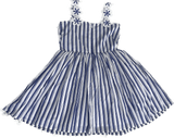 Halabaloo Inc Halabaloo Blue Stripe Dress with Flowers - Little Miss Muffin Children & Home