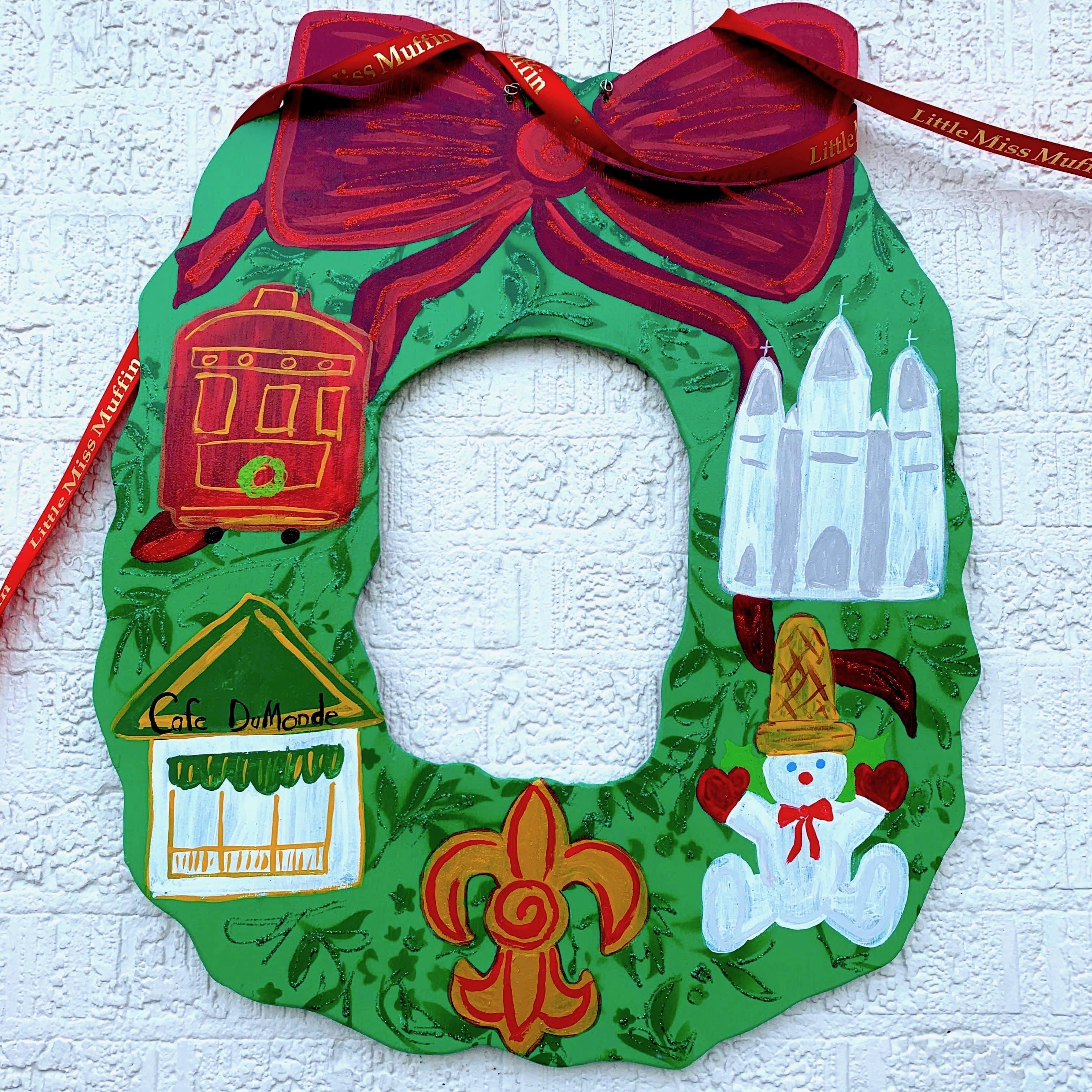 Toodle Lou Designs - Toodle Lou Designs NOLA Icons Christmas Wreath Door Hanger - Little Miss Muffin Children & Home