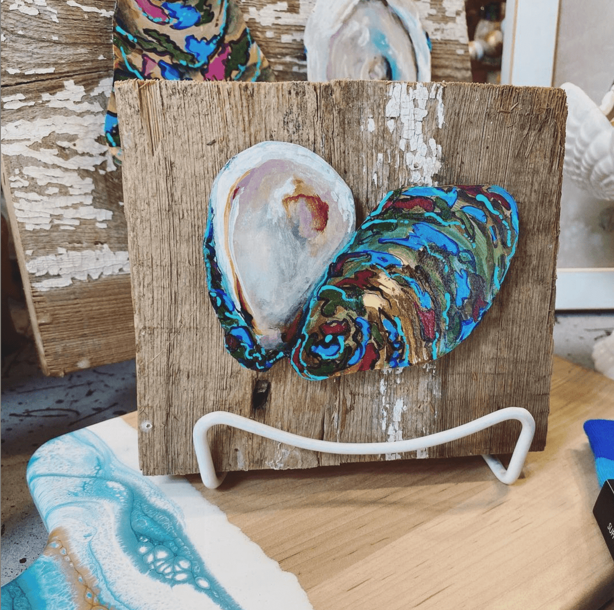 Toodle Lou Designs Toodle Lou Small Oyster Painting Mounted on Wood - Little Miss Muffin Children & Home