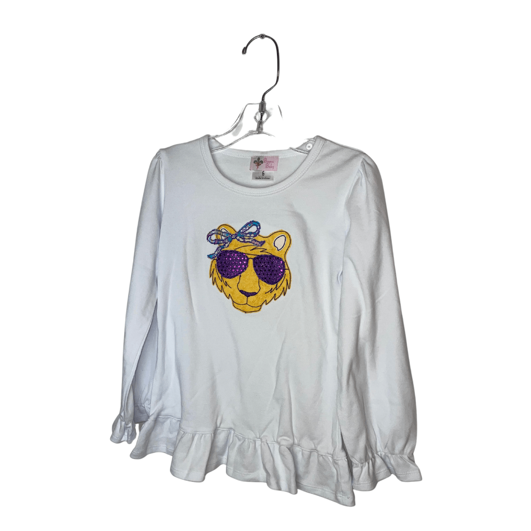 Bayou Baby Bayou Baby Ruffle Tee Ls Applique Tiger Sunglases - Little Miss Muffin Children & Home