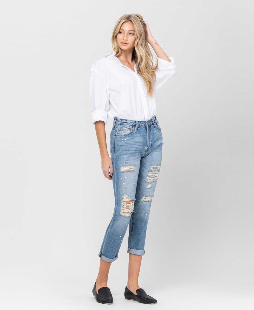 Vervet Vervet Distressed Paint Splatter Boyfit Jean - Little Miss Muffin Children & Home