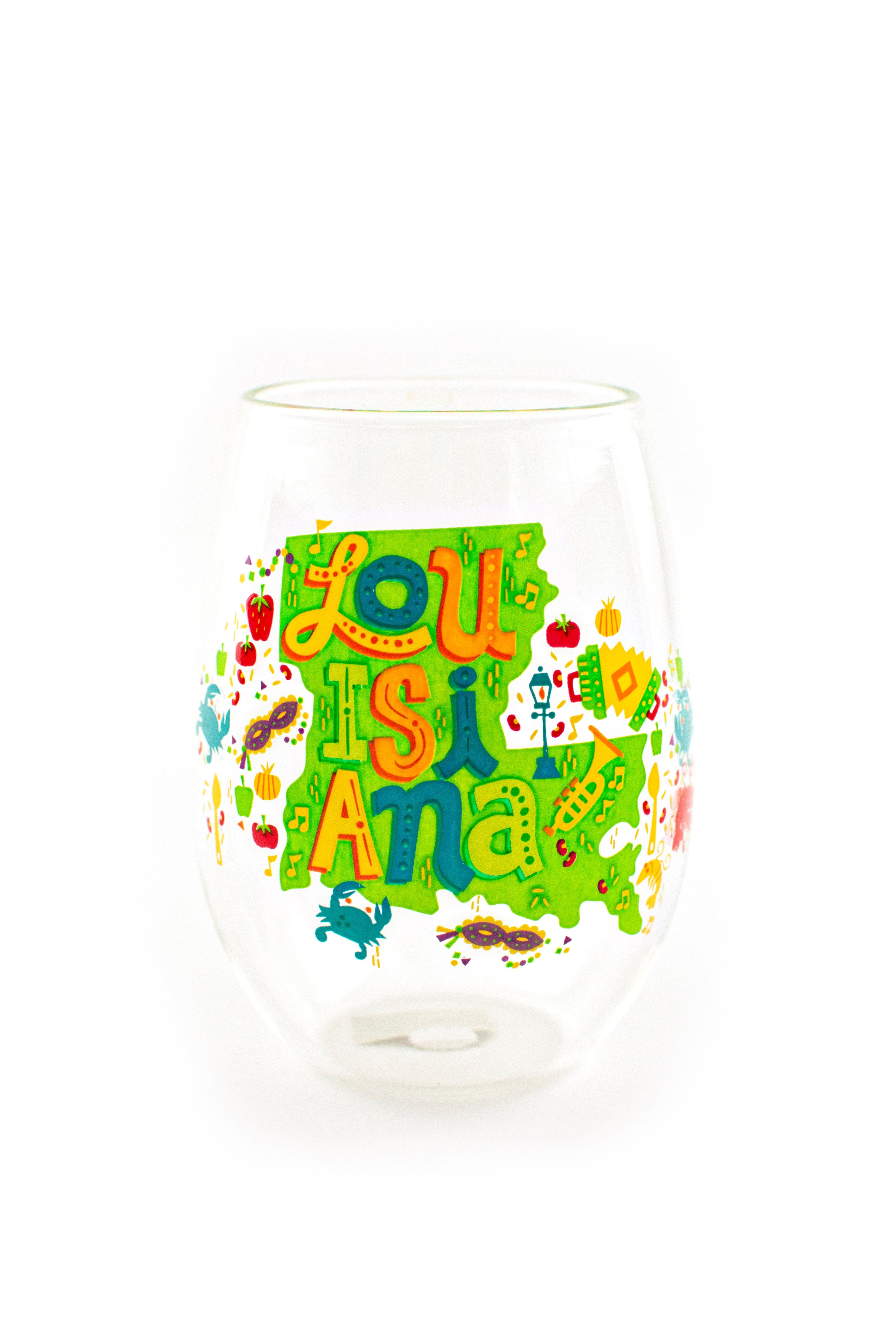 Second Line Ventures 10565 The Parish Line "Louisiana" Stemless Wine Glass - Little Miss Muffin Children & Home
