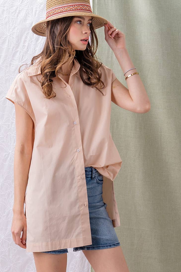 Fashion Week Fashion Week Short Sleeve Button Up Tunic Top - Little Miss Muffin Children & Home