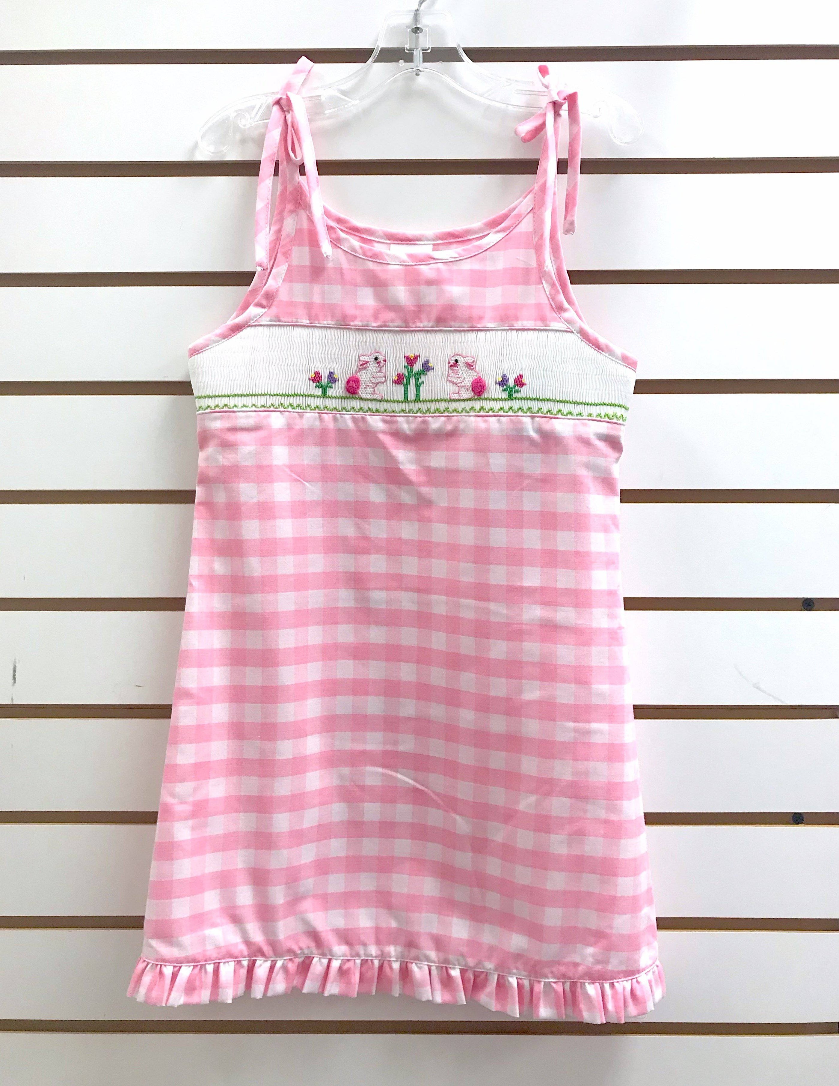 Vive La Fete - Vive La Fete Bunny Smocked Pink Check Sundress - Little Miss Muffin Children & Home