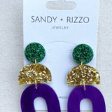 Sandy + Rizzo Sandy + Rizzo Mardi Gras Anna Earrings - Little Miss Muffin Children & Home