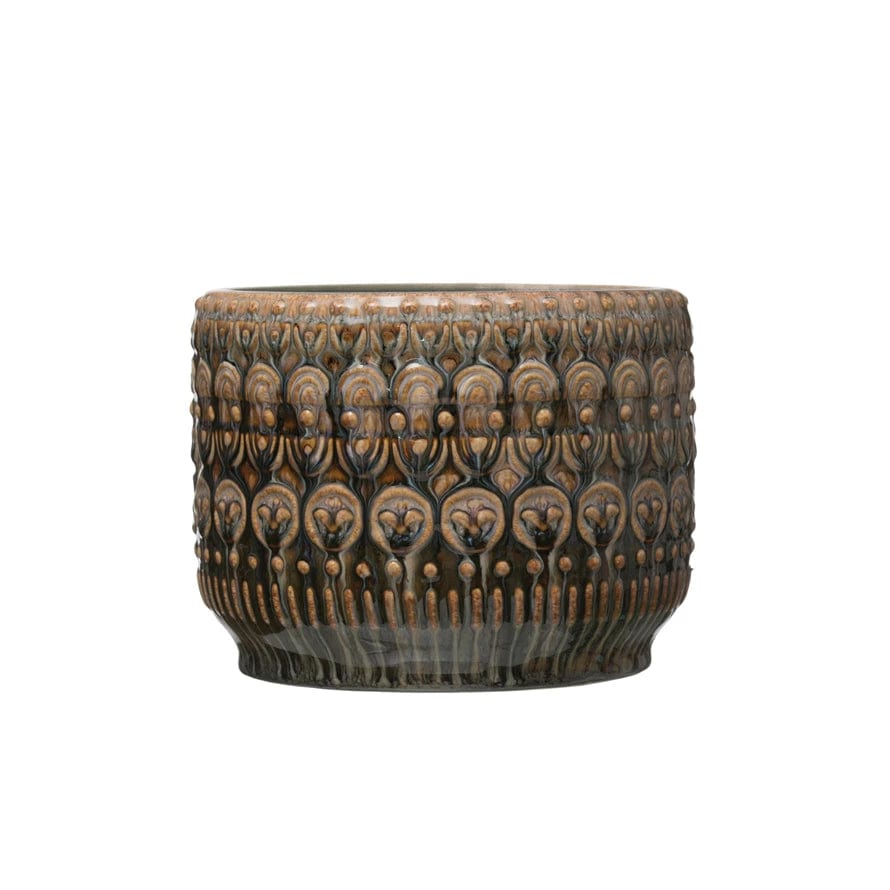 Bloomingville Bloomingville Embossed Stoneware Planter - Little Miss Muffin Children & Home