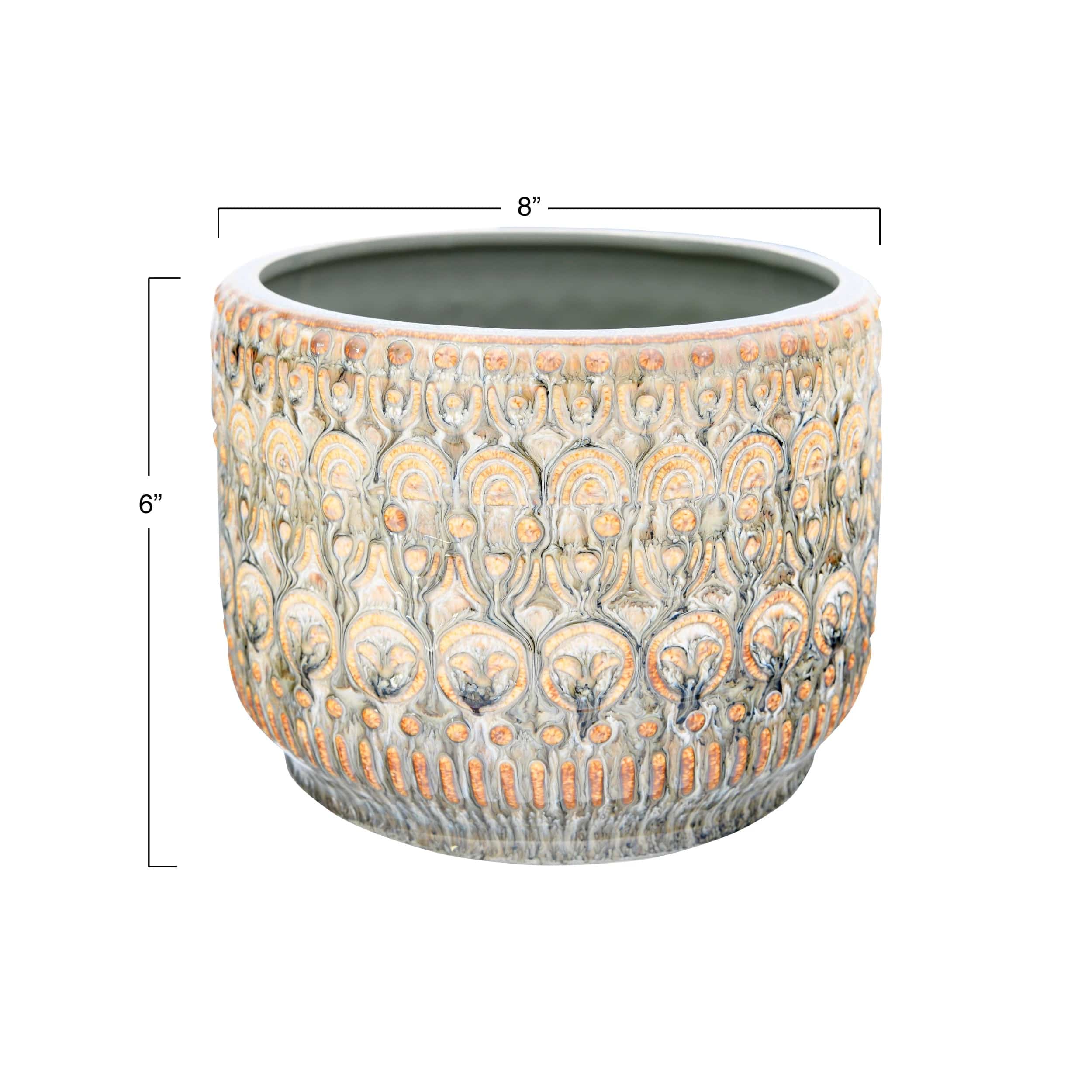 Bloomingville Bloomingville Embossed Stoneware Planter - Little Miss Muffin Children & Home