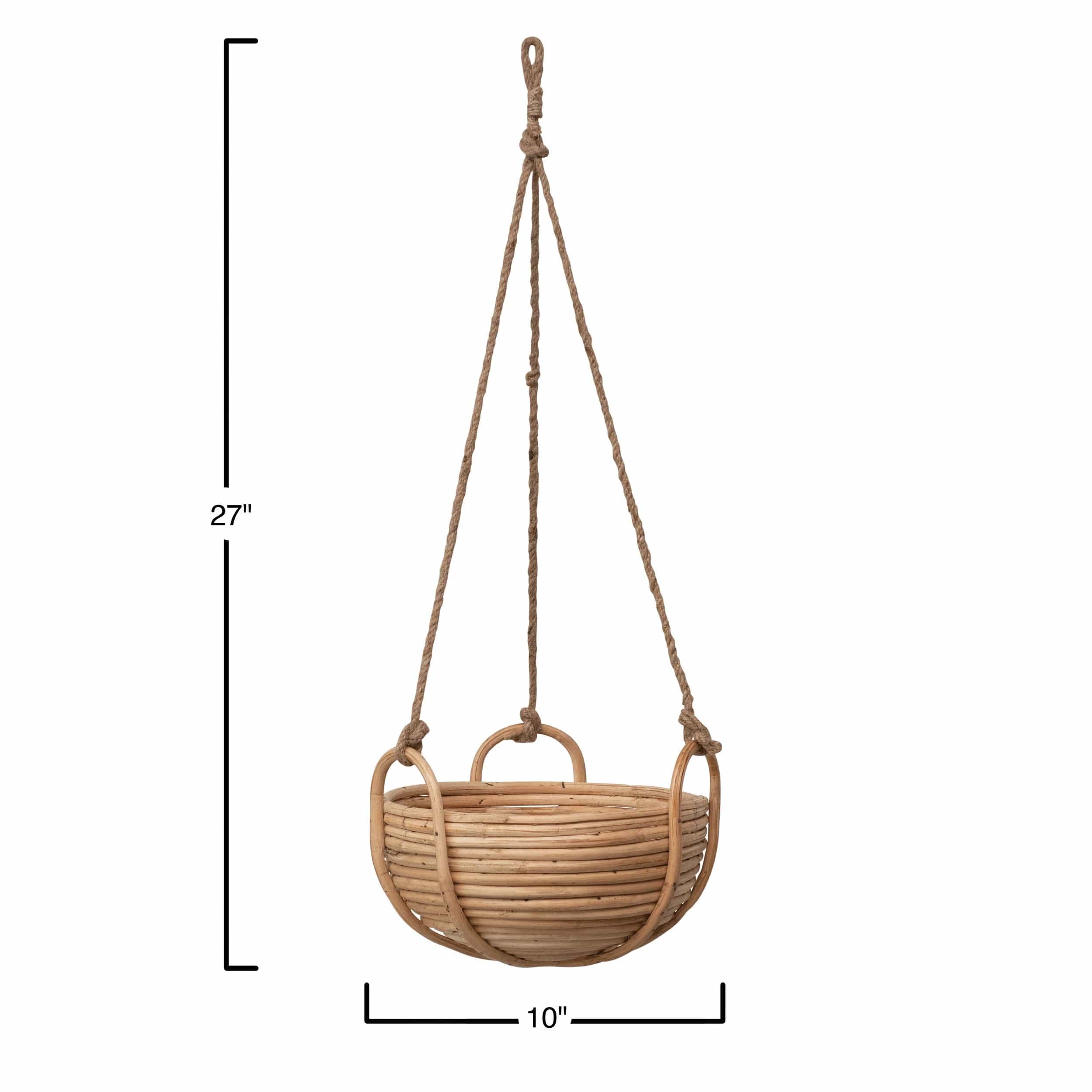 rattan hanging planter Bloomingville Rattan & Jute Rope Hanging Basket