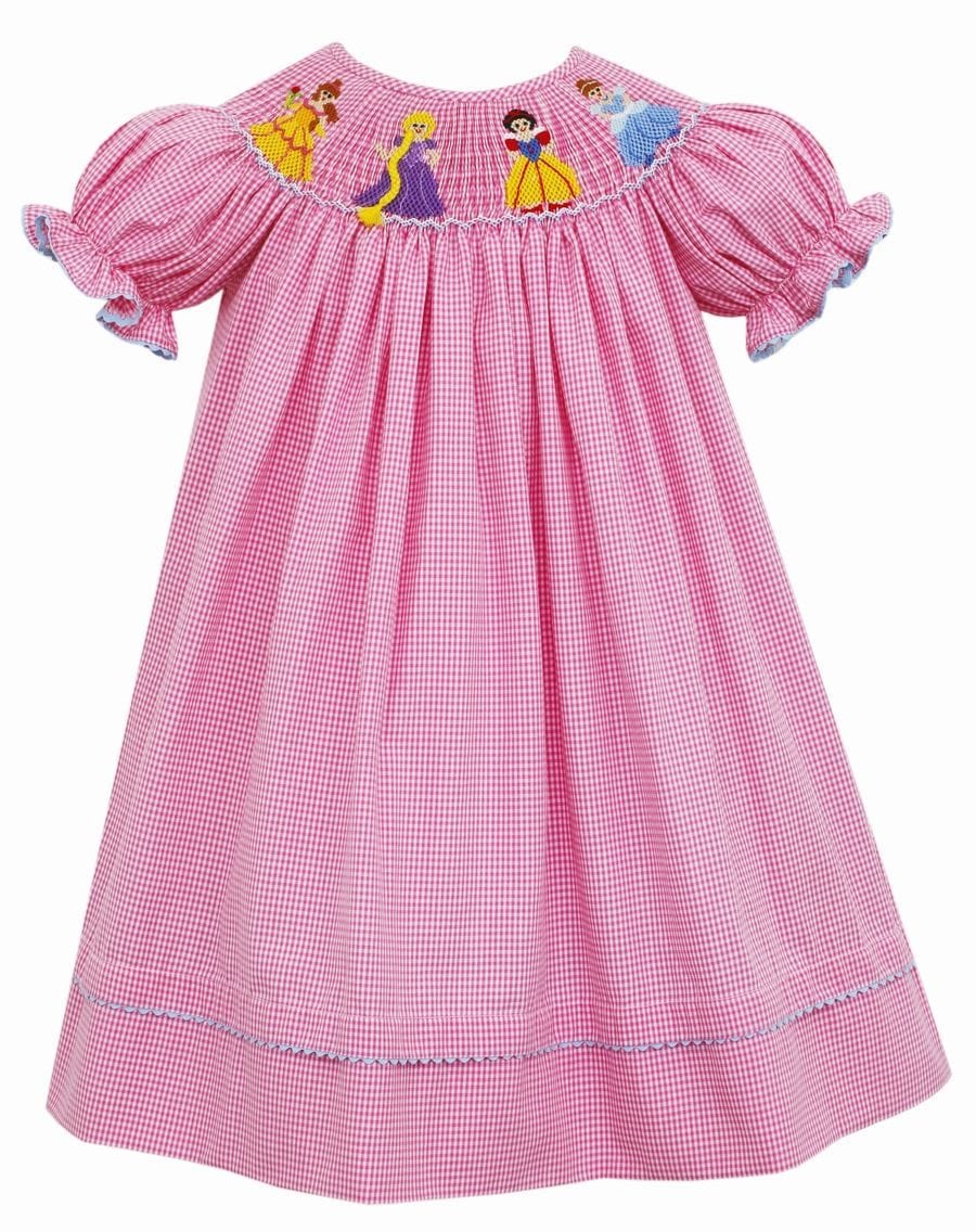 Anavini Anavini Pink Princesses Short Sleeve Bishop Dress - Little Miss Muffin Children & Home