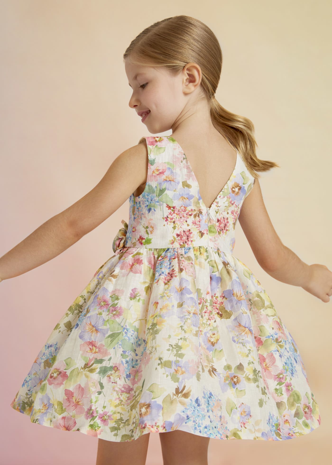 Abel & Lula Abel & Lula Floral Print Linen Dress - Little Miss Muffin Children & Home