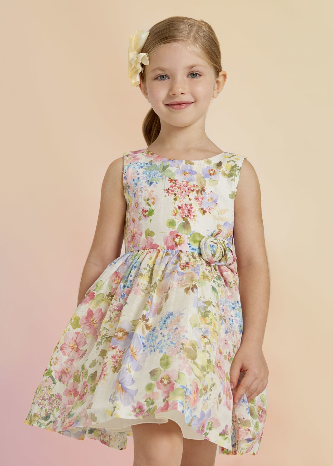 Abel & Lula Abel & Lula Floral Print Linen Dress - Little Miss Muffin Children & Home