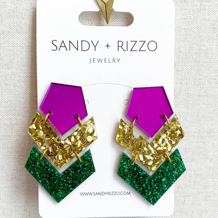 Sandy + Rizzo Sandy + Rizzo Mardi Gras Dani Earrings - Little Miss Muffin Children & Home