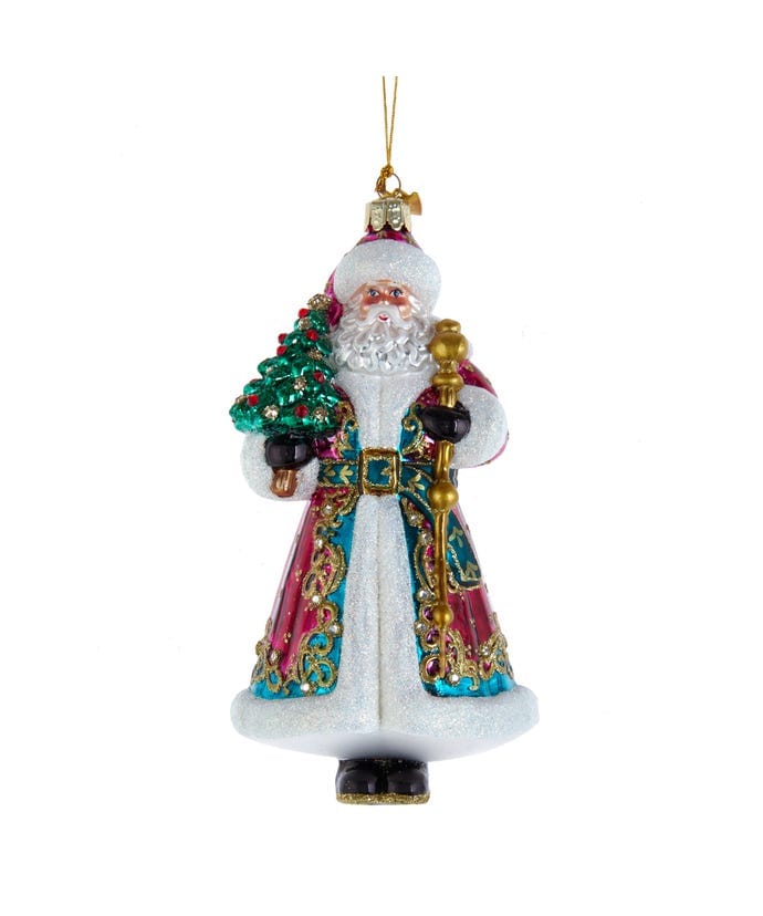 KSA - Kurt Adler Kurt Adler Bellisimo Santa with Christmas Tree and Staff Ornament - Little Miss Muffin Children & Home