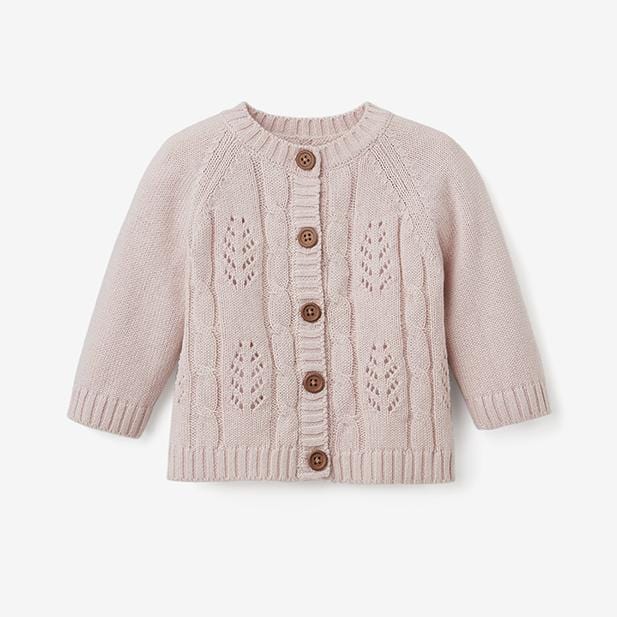 Elegant Baby Elegant Baby Blush Leaf Pointelle Knit Baby Cardigan - Little Miss Muffin Children & Home
