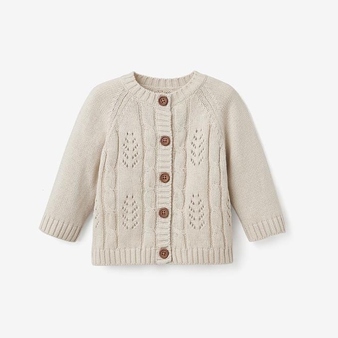 Elegant Baby Elegant Baby Wheat Leaf Pointelle Knit Baby Cardigan - Little Miss Muffin Children & Home