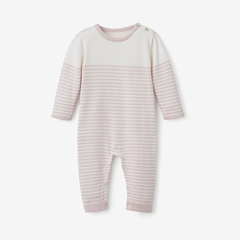 Elegant Baby Elegant Baby Blush Mini Stripe Cotton Knit Baby Jumpsuit - Little Miss Muffin Children & Home