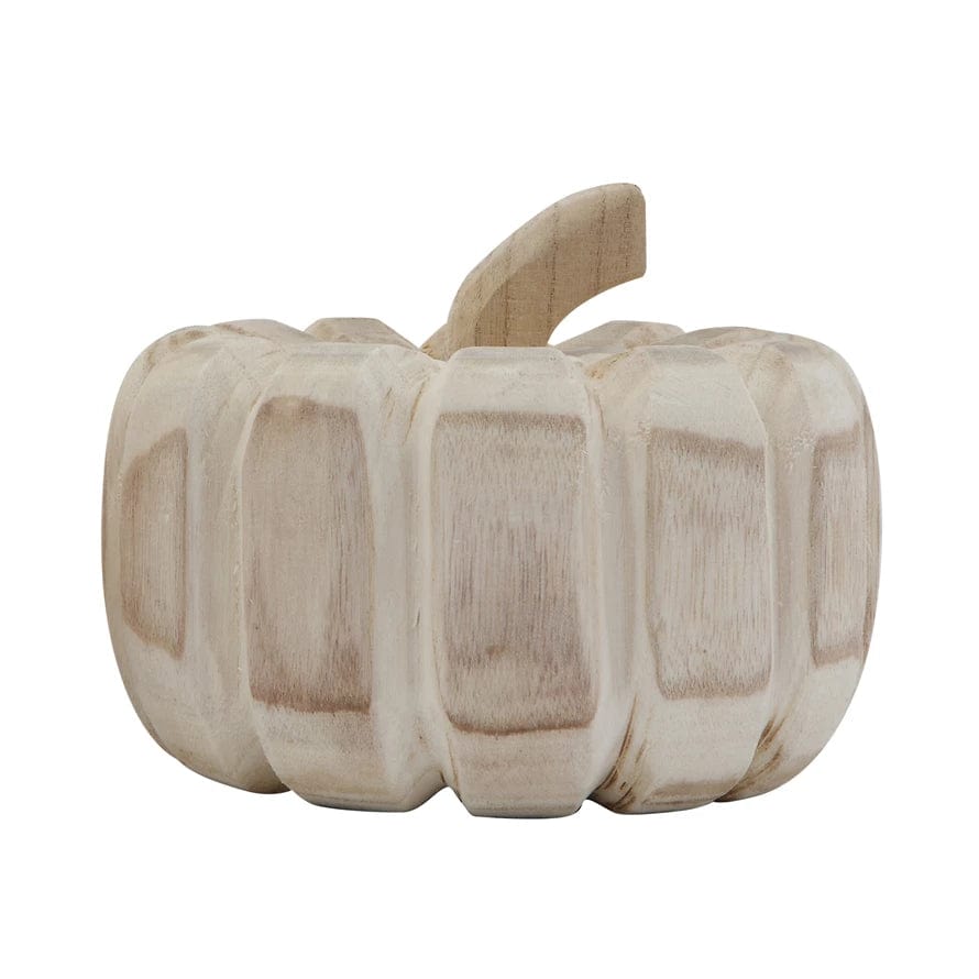CCO - Creative Co-op Creative Co-op Hand-Carved Paulownia Wood Pumpkin - Little Miss Muffin Children & Home