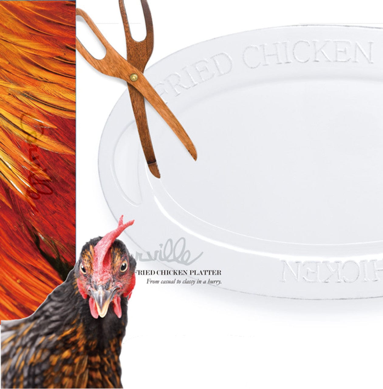 Roux Brands 11001 Fried Chicken Platter 11"H X 19"W X 1"D - Little Miss Muffin Children & Home