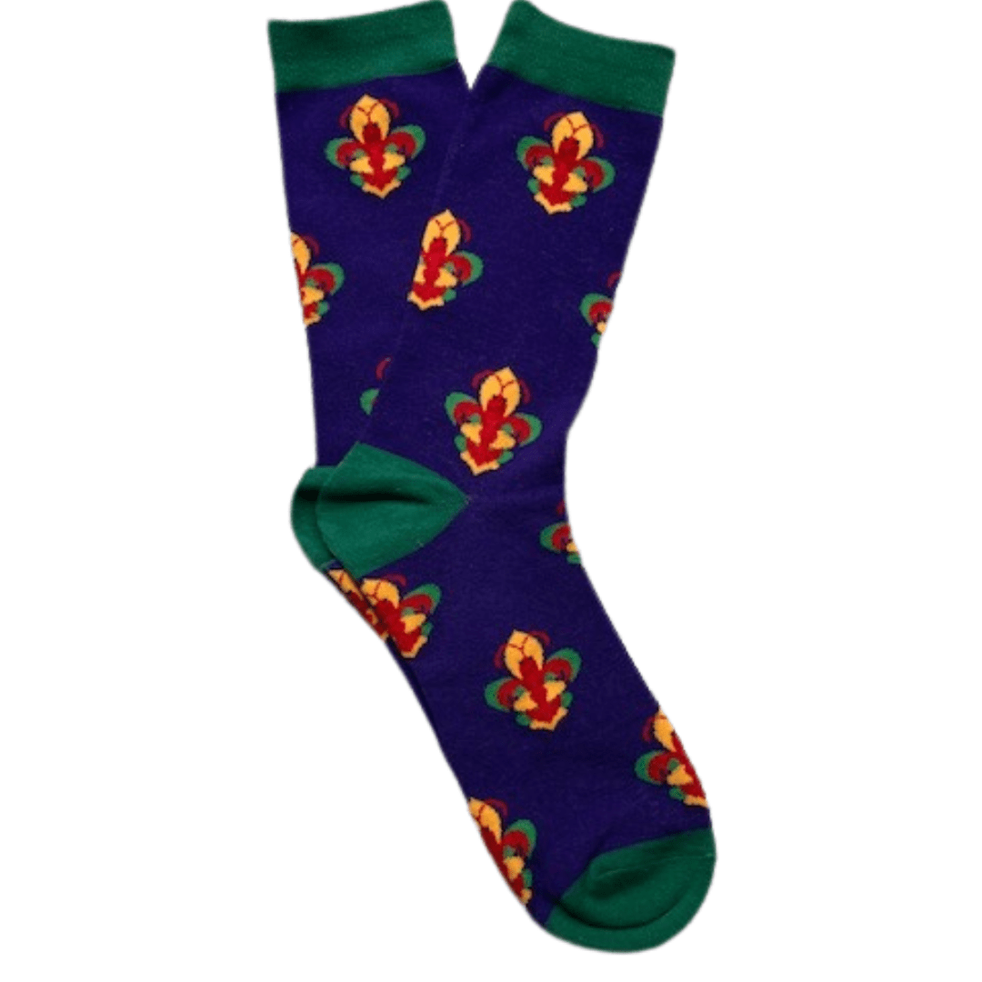 Whereable Art Whereable Art Mardi Gras Mambo Socks Crawfish with Fleur de Lis - Little Miss Muffin Children & Home