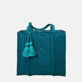 IXOQ IXOQ Cesta Hand Woven Turquoise Medium Tote Bag - Little Miss Muffin Children & Home